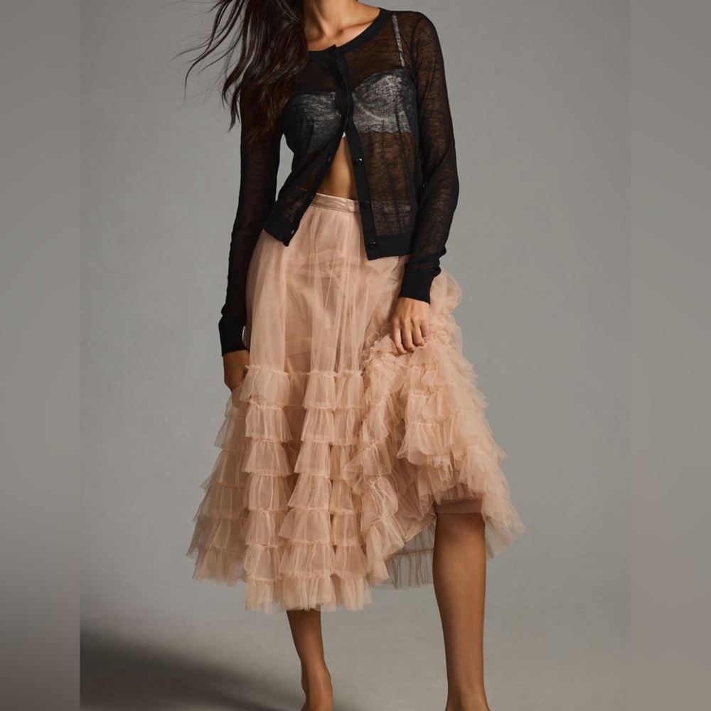 Loveshackfancy Lyric BlushTulle Midi Skirt